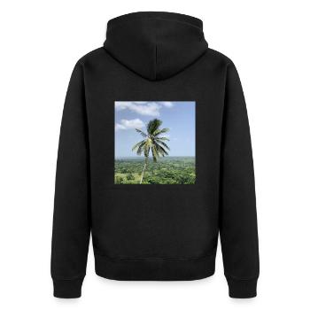 Palme - Unisex Premium Bio Zip Hoodie - Schwarz - Hinten - Nico (187cm)