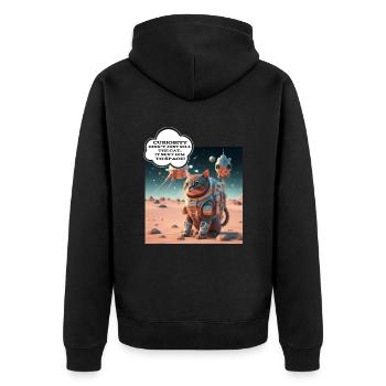 Curiosity kill cat - Unisex Premium Bio Zip Hoodie - Schwarz - Hinten - Nico (187cm)