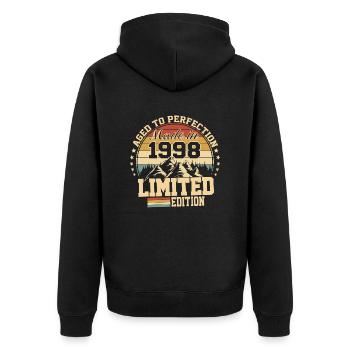 1998 Geburtstag 1998 geboren 1998 Geburtstag - Unisex Premium Bio Zip Hoodie - Schwarz - Hinten - Nico (187cm)