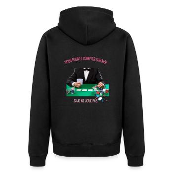 Joueur de poker avec texte - Veste à capuche bio Premium Unisexe - noir - Dos - Nico (187cm)