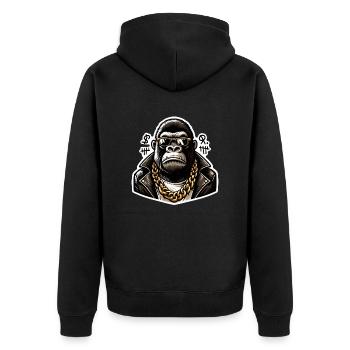 Gorilla with Gold Chain - Unisex Premium Organic Zip Hoodie - black - Back - Nico (187cm)