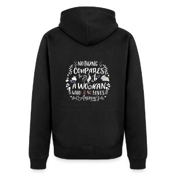 Rien n’est comparable à une femme qui aime les animaux - Veste à capuche bio Premium Unisexe - noir - Dos - Nico (187cm)
