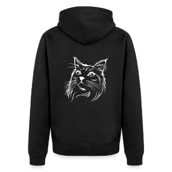 Cat, Cat Motif, Cat Face - Unisex Premium Organic Zip Hoodie - black - Back - Nico (187cm)