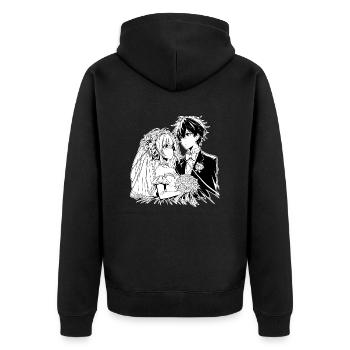 Braut und Bräutigam Anime Illustration - Unisex Premium Bio Zip Hoodie - Schwarz - Hinten - Nico (187cm)