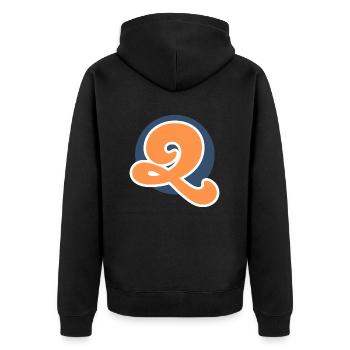 Buchstabe q orange sport - Unisex Premium Bio Zip Hoodie - Schwarz - Hinten - Nico (187cm)