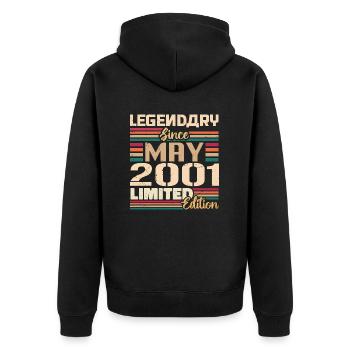 Mai 2001 Mai - Jubilé Mai 2001 - Veste à capuche bio Premium Unisexe - noir - Dos - Nico (187cm)