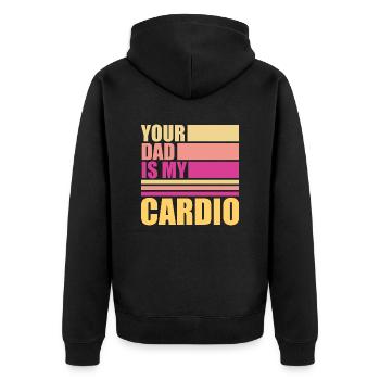 Dein Vater ist mein Herz-Kreislauf-System Lustiger Vater-Muttertag - Unisex Premium Bio Zip Hoodie - Schwarz - Hinten - Nico (187cm)