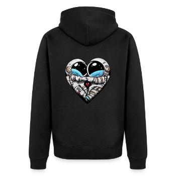 Astronauts Heart - Unisex Premium Bio Zip Hoodie - Schwarz - Hinten - Nico (187cm)