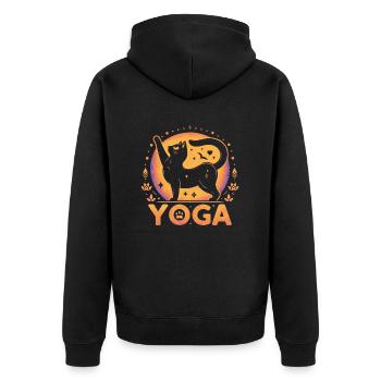 Chat pratique yoga - Veste à capuche bio Premium Unisexe - noir - Dos - Nico (187cm)