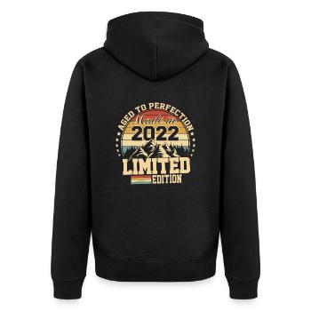 2022 Birthday 2022 Born in 2022 Birthday - Unisex Premium Organic Zip Hoodie - black - Back - Nico (187cm)