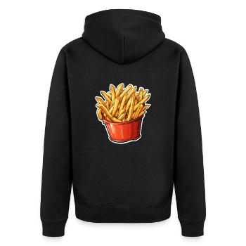 Portion Pommes Frites - Unisex Premium Bio Zip Hoodie - Schwarz - Hinten - Nico (187cm)