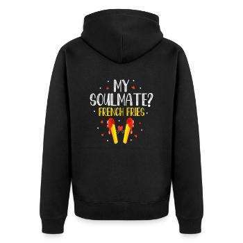 Golden Love Affair: French Fries Forever - Unisex Premium Organic Zip Hoodie - black - Back - Nico (187cm)