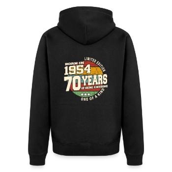 1954 Vintage Retro Classic 70 Jahre - Unisex Premium Bio Zip Hoodie - Schwarz - Hinten - Nico (187cm)