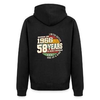 1966 Vintage Retro Classic 58 Years - Unisex Premium Organic Zip Hoodie - black - Back - Nico (187cm)