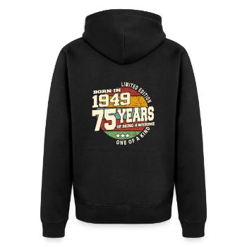 1949 Vintage Retro Classique 75 ans - Veste à capuche bio Premium Unisexe - noir - Dos - Nico (187cm)