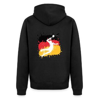 Volleyball, Deutschland, Graffiti, Farbe, Flagge - Unisex Premium Bio Zip Hoodie - Schwarz - Hinten - Nico (187cm)