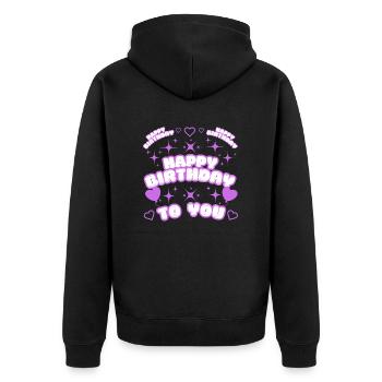 HAPPY BIRTHDAY TO YOU !!! - Unisex Premium Bio Zip Hoodie - Schwarz - Hinten - Nico (187cm)