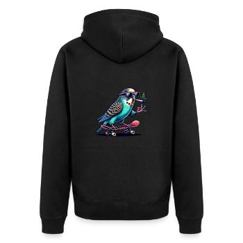 Blatant budgie - Unisex Premium Organic Zip Hoodie - black - Back - Nico (187cm)
