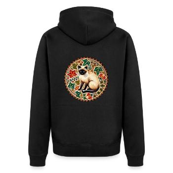 Siamkatze - Unisex Premium Bio Zip Hoodie - Schwarz - Hinten - Nico (187cm)