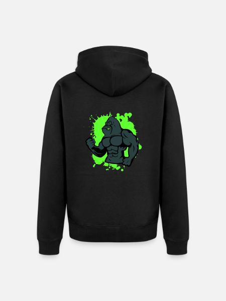 Gorilla Strong Animal - Unisex Premium Organic Zip Hoodie - black