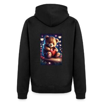 Adorable teddy bear - Unisex Premium Organic Zip Hoodie - black - Back - Nico (187cm)
