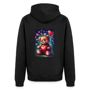 Ballons cœur et ours en peluche - Veste à capuche bio Premium Unisexe - noir - Dos - Nico (187cm)