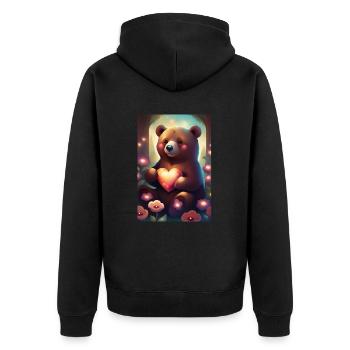 Adorable ours en peluche - Veste à capuche bio Premium Unisexe - noir - Dos - Nico (187cm)