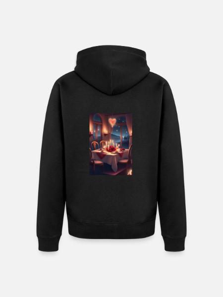 Valentines day dinner - Unisex Premium Organic Zip Hoodie - black