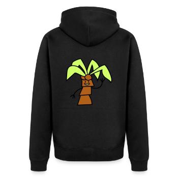 Lustige Süße Palme Winkt Glücklich Gesicht Comic - Unisex Premium Bio Zip Hoodie - Schwarz - Hinten - Nico (187cm)