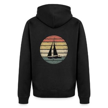Sailboat - Unisex Premium Bio Zip Hoodie - Schwarz - Hinten - Nico (187cm)