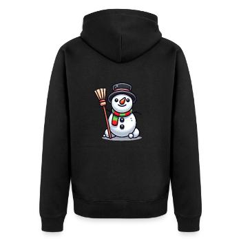 Schneemann Comic - Unisex Premium Bio Zip Hoodie - Schwarz - Hinten - Nico (187cm)