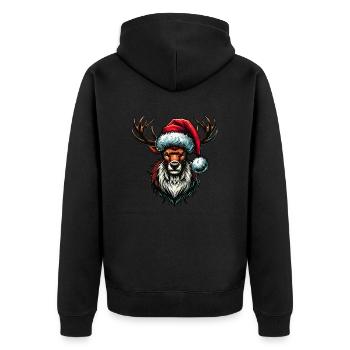 reh christmas reindeer - Unisex Premium Bio Zip Hoodie - Schwarz - Hinten - Nico (187cm)