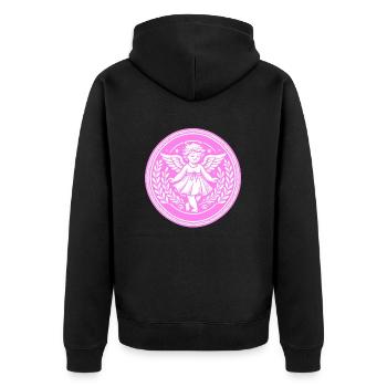Schutzengel Logo - Unisex Premium Bio Zip Hoodie - Schwarz - Hinten - Nico (187cm)