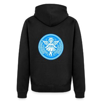 Schutzengel Logo - Unisex Premium Bio Zip Hoodie - Schwarz - Hinten - Nico (187cm)