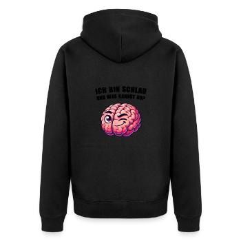 schlaues gehirn - Unisex Premium Bio Zip Hoodie - Schwarz - Hinten - Nico (187cm)
