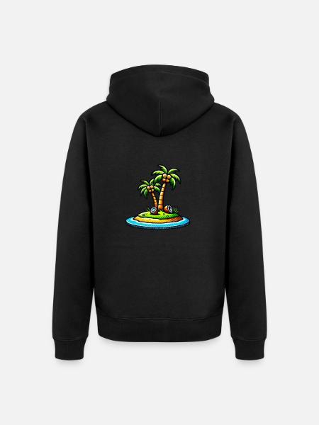 palmen insel - Unisex Premium Bio Zip Hoodie - Schwarz