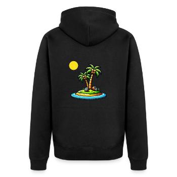 Palmen Insel - Unisex Premium Bio Zip Hoodie - Schwarz - Hinten - Nico (187cm)