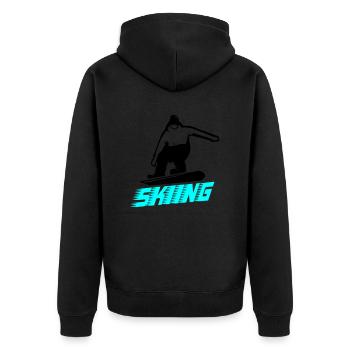 skiing - Unisex Premium Bio Zip Hoodie - Schwarz - Hinten - Nico (187cm)