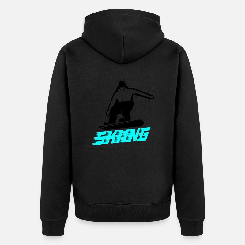 skiing - Unisex Premium Bio Zip Hoodie - Schwarz