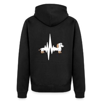 Hund Langer Dackel Puls Herzschlag Frequenz Lustig - Unisex Premium Bio Zip Hoodie - Schwarz - Hinten - Nico (187cm)