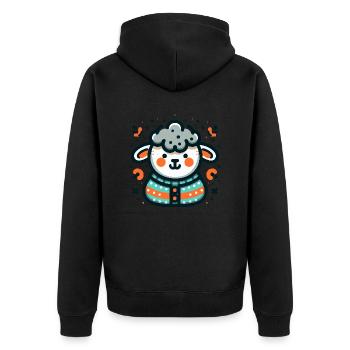 Süßes Schaf im Pullover - Unisex Premium Bio Zip Hoodie - Schwarz - Hinten - Nico (187cm)
