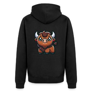 bison comic - Unisex Premium Bio Zip Hoodie - Schwarz - Hinten - Nico (187cm)
