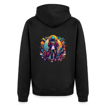 gaming leader - Unisex Premium Bio Zip Hoodie - Schwarz - Hinten - Nico (187cm)
