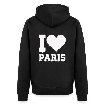 i love paris - Unisex Premium Bio Zip Hoodie - Schwarz - Hinten - Nico (187cm)