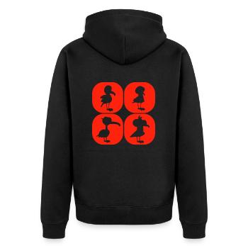 Check out this fantastic Shirt with Friendly Gulls - Unisex Premium Bio Zip Hoodie - Schwarz - Hinten - Nico (187cm)