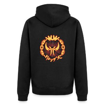 humungus chain logo - Unisex Premium Bio Zip Hoodie - Schwarz - Hinten - Nico (187cm)