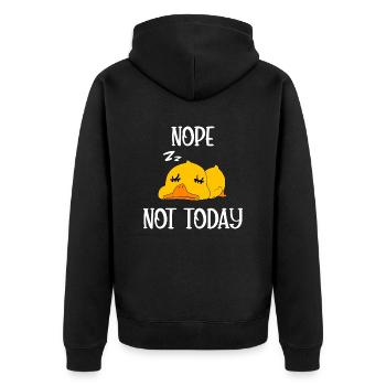Nope not today duck - Unisex Premium Bio Zip Hoodie - Schwarz - Hinten - Nico (187cm)