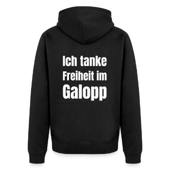 Je me recharge en toute liberté au galop. - Veste à capuche bio Premium Unisexe - noir - Dos - Nico (187cm)
