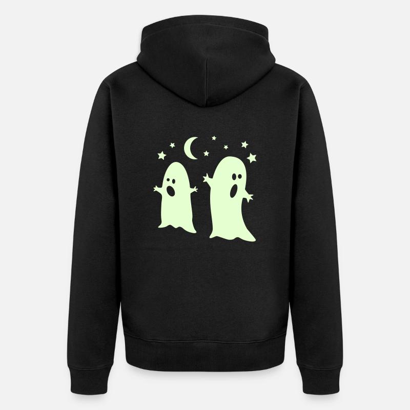 glow in the dark ghosts - Unisex Premium Bio Zip Hoodie - Schwarz