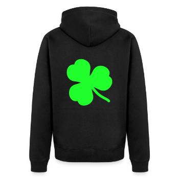 kleeblatt_2 - Unisex Premium Bio Zip Hoodie - Schwarz - Hinten - Nico (187cm)